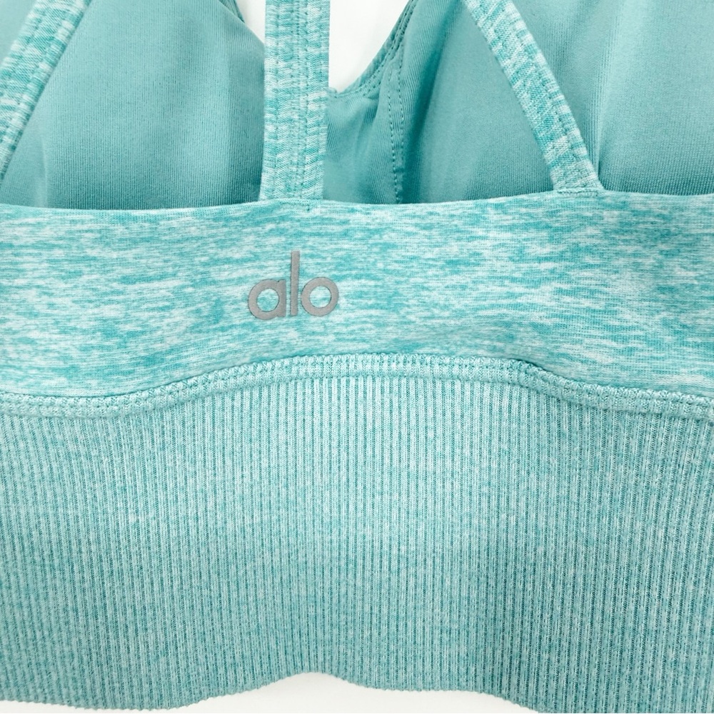 Alo Yoga AloSoft Lavish Strappy‎ Sports Bra XS Blue Quartz Heather - Picture 5 of 6